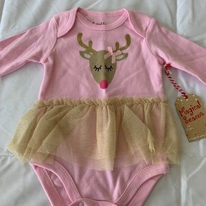 Magical Season Long Sleeve Reindeer Tutu Onsie